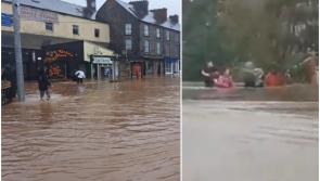 Stoirm Babet: Rabhadh ó ghardaí agus scannáin de dhaoine sáite sna tuilte ag teacht chun tosaigh