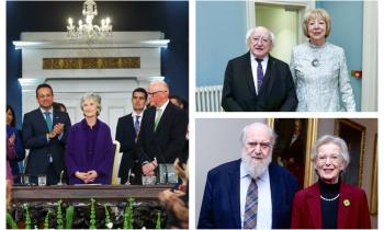 PICTIÚIRÍ: 'Le humhalacht agus le bród' - Catherine Connolly insealbhaithe mar 10ú uachtarán na hÉireann
