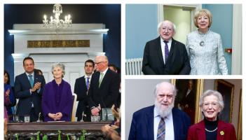 PICTIÚIRÍ: 'Le humhalacht agus le bród' - Catherine Connolly insealbhaithe mar 10ú uachtarán na hÉireann