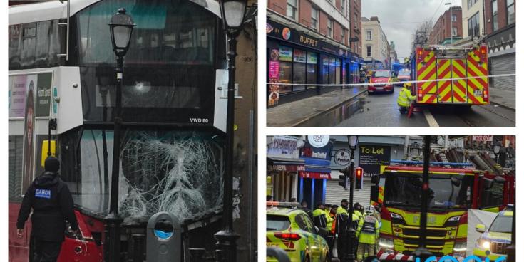Iarrtar ar fhinn&eacute;ithe ag na Garda&iacute; tar &eacute;is timpiste bus i mBaile &Aacute;tha Cliath a d&rsquo;fh&aacute;g duine amh&aacute;in marbh agus tri&uacute;r gortaithe go dona
