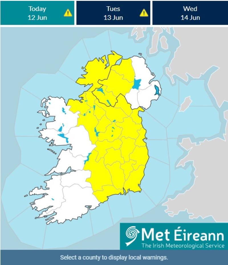 Breaking: Thunderstorms with possible flooding predicted for Laois
