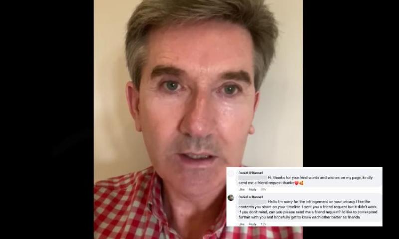 Tugann Daniel O'Donnell rabhadh do lucht leanúna faoi caimiléirí le leathanaigh bréige