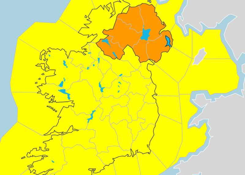 Eisíonn Met Éireann rabhadh gaoithe le stoirme féideartha