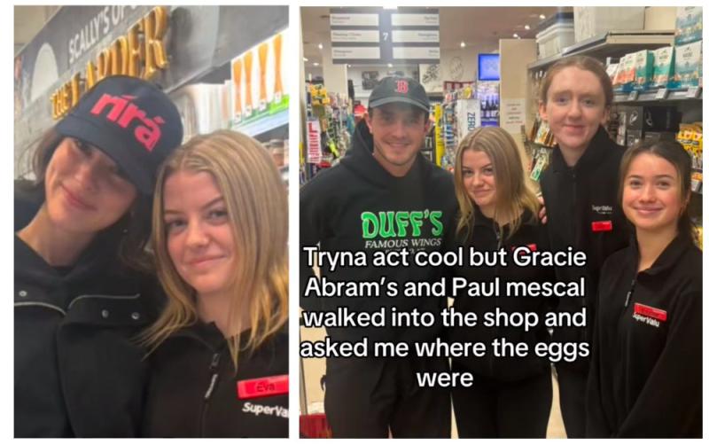 Bhí ionadh ar fhoireann an ollmhargaidh agus Paul Mescal agus a chailín nua ag céim amach i stíl Supervalu