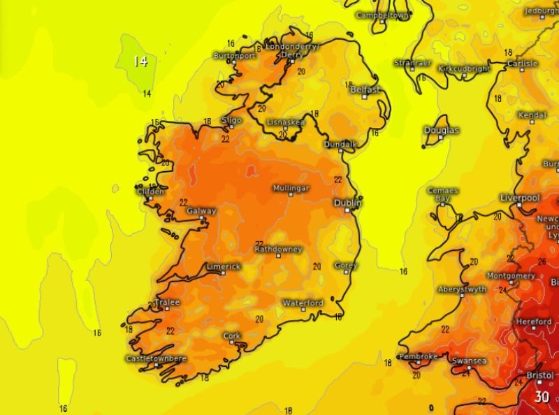 'Tonn teasa' le bualadh le hÉirinn an tseachtain seo agus deir saineolaí go bhféadfadh an teocht ardú go 30 céim